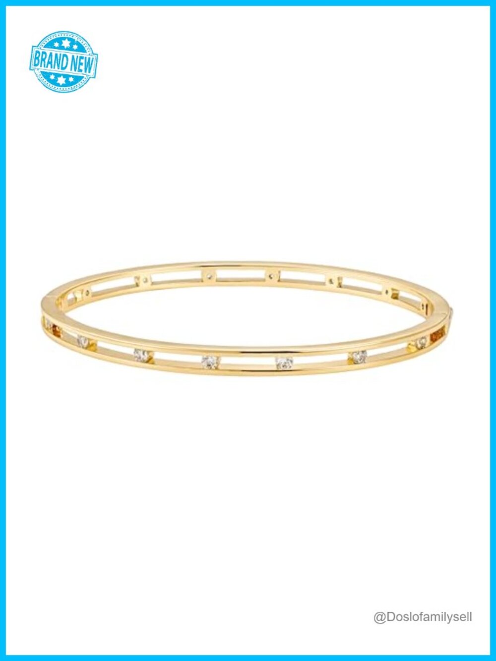 18K Gold Plated Silver Bangle Bracelet Stacking CZ Diamond Bracelet